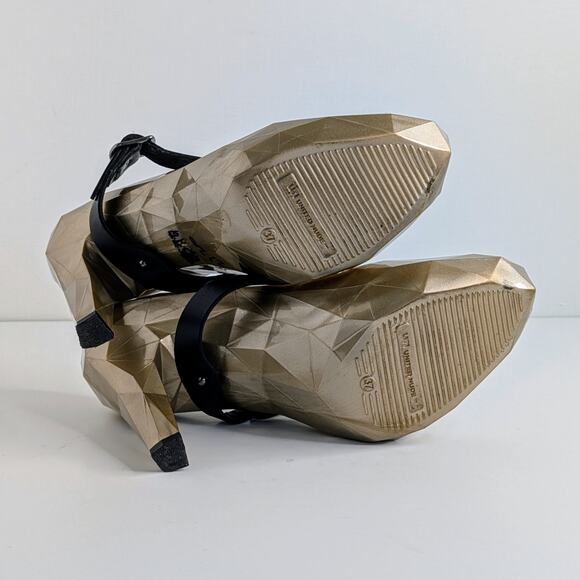 United Nude Shoes Lo Res Pump Womens EU 37 Rose Glitter Black Strap Heels - Picture 9 of 16